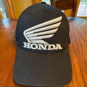 Honda Racing Flex Fit Hat Cap Black With White Embroidery Small-Medium Yupoong